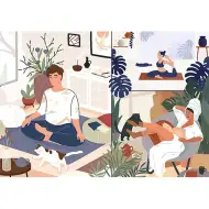 Yoga, Cats, Coffee Duševný pokoj 1000 ks UFT puzzle - Trefl
