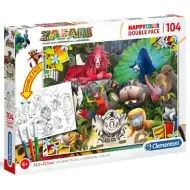 Zafari Double 2v1 104 dielne obojstranné puzzle na vymaľovanie - Clementoni