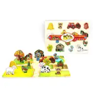 Zvieratá farmy, drevené obojstranné puzzle