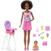 Bábika Barbie v ružových šatách, herná súprava opatrovateľky detí – Mattel