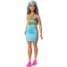 Barbie: Fashionista štýl bábika v farebne pruhovaných šatách - Mattel