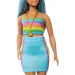 Barbie: Fashionista štýl bábika v farebne pruhovaných šatách - Mattel