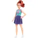 Barbie Fashionista štýlová bábika s červenými vlasmi v fialovej sukni - Mattel