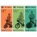 Detský bicykel Bluey 12” s držiakom na fľašu a pomocnými kolieskami v bielo-modro-zelenej farbe – bicykel Dino Bikes