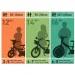 Detský bicykel Bluey 14” s držiakom na fľašu a bočnými kolieskami v bielo-modro-zelenej farbe – bicykel Dino Bikes