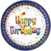 Farebný narodeninový papierový tanier s nápisom "Happy Birthday", 8 ks sada, 20 cm
