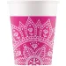 Mandala fuksia-biela papierový pohár 8 ks set 200 ml