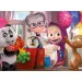 Máša a medveď prekvapujúca párty 60-dielne maxi podlahové puzzle 70x50 cm - Lisciani