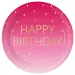 Ružové narodeninové papierové taniere s nápisom "Happy Birthday", 8 ks, 23 cm