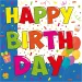 Súprava papierových obrúskov s nápisom "Happy Birthday" – 2-vrstvové, 33x33 cm, 20 ks