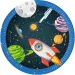 Súprava papierových tanierov s motívom planét a rakiet, 8 ks