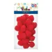 Červená pompom súprava 15mm 60ks