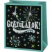 Gratulálok! zelená exkluzívna darčeková taška normálnej veľkosti 11x6x15cm