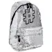 Spirit: Hashtag Silver školská taška s flitrami, batoh v striebornej farbe 41x32x21cm