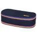 Spirit: Indigo modrý oválny peračník s neónovo oranžovým zipsom 23x10cm