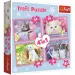 Zábavné mačky 4v1 70-54-48-35dielne puzzle - Trefl